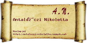 Antalóczi Nikoletta névjegykártya